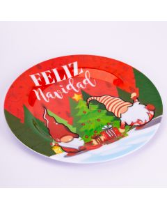 Plato melamina navideño redondo liso  20 2cm