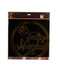 Calcomanía adhesiva feliz navidad 40x40x0.2cm dorado