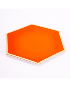 Plato cartón hexagonal liso con borde 7pulg 6und 