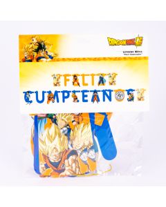 Letrero cartón feliz cumpleaños estampado Dragon Ball super
