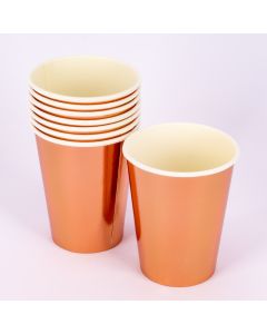 Vaso cartón liso 9oz 8und oro rosa