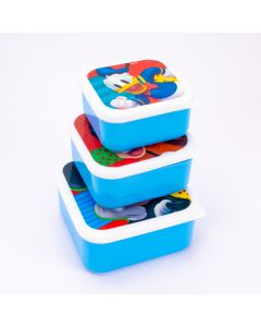 Recipiente plastico estampado Mickey Mouse 3pzas