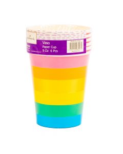 Vaso cartón rayas 9oz 6und multicolor