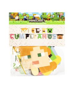 Letrero feliz cumpleaños Minecraft 