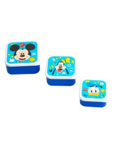 Recipiente plástico estampado Mickey Mouse 3pzas 