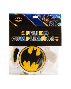 Letrero cartón feliz cumpleaños Batman multicolor