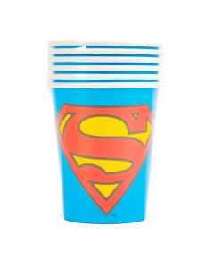 Vaso cartón Superman 9oz 6und celeste