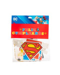 Letrero cartón feliz cumpleaños estampado Superman multicolor