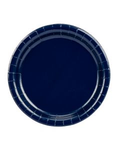 Plato cartón redondo 7pulg azul oscuro