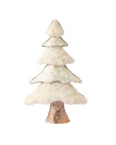 Figura navideña árbol afelpada con bordado copo nieve 