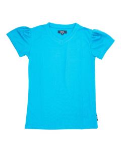 Camiseta escolar niña celeste talla 10