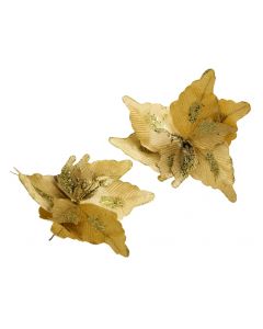 Flor navideña dorada afelpada