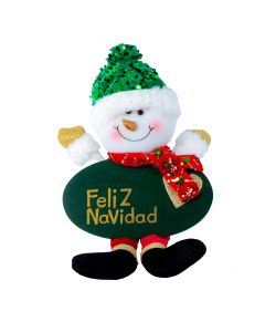 Peluche navideño santa/muñeco nieve con rótulo feliz navidad 40.6cm