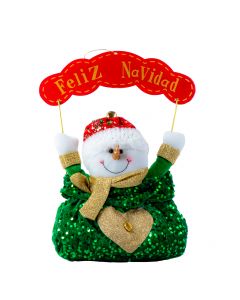 Peluche navideño santa/muñeco nieve con rótulo feliz navidad 40.6cm