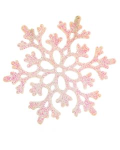 Figura colgante copo nieve escarchada 30cm blanco tornasol