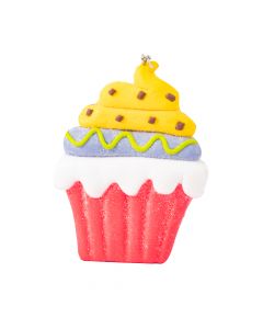 Figura colgante plástica cupcake con escarcha 6.67x9.2cm multicolor