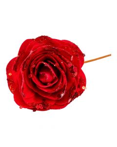 Rosa navideña roja 35 cm
