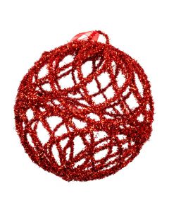 Esfera metálica navideña roja