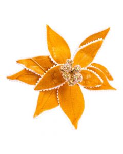 Flor navideña afelpada beige