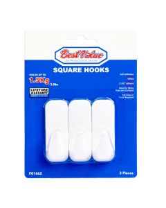 Gancho adhesivo blanco redondo 3pcs 60mm