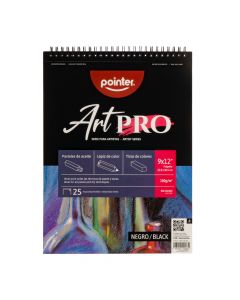 Cuaderno dibujo hoja desprendible 180g 9x12pulg 25h negro
