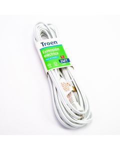 Extensión eléctrica troen 24ft 7.62m 125v blanco