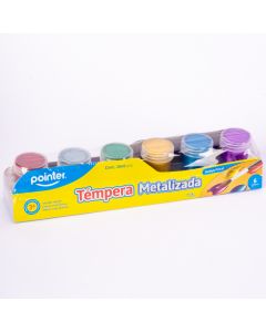 Tempera metálica 6 colores con pincel