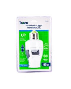 Porta lámpara con sensor movimiento 6m 120v 60w blanco