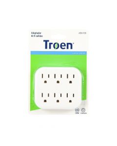 Adaptador electrico 6 tomas 125v-15a blanco