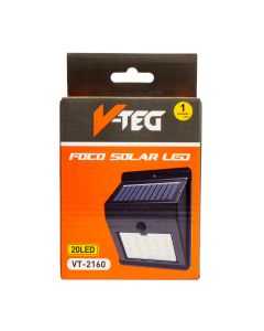 Lámpara led recargable con panel solar 5w 400mah negro