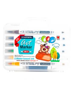 Marcador artístico bisel pincel 12 colores