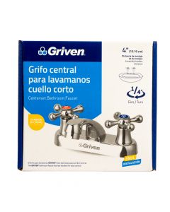 Grifo metálico para lavamanos cuello corto 4pulg