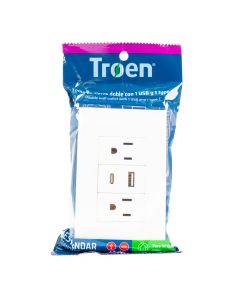 Toma corriente con USB y tipo C blanco
