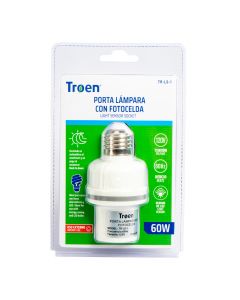 Porta lámpara con sensor luz automático 120v 60w blanco