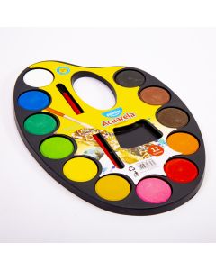 Paleta acuarela mate 12 colores pincel