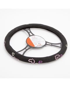 Forro auto para volante estampado corazón negro