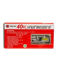 Caja cubos 1/4-3/8 pulg 40pzas plateado