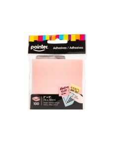 Nota adhesiva lisa 3x3pulg 100und rosado pastel