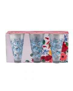 Vaso vidrio estampado flores 3und