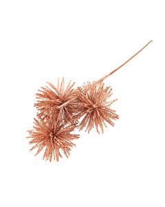 Flor artificial navideño lisa escarchada 55cm oro rosa