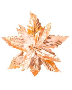 Flor artificial navideña lisa con frutos y escarcha 33cm rose gold