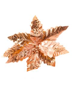 Rama artificial con hojas escarchado 40cm oro rosa