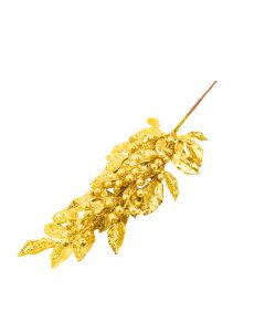Rama artificial navideña escarchada con hojas frutos 69cm dorado