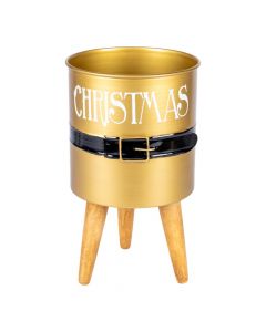 Maceta metálica diseño navideño