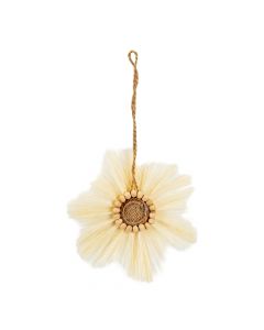 Figura colgante flor con relieve 15cm beige