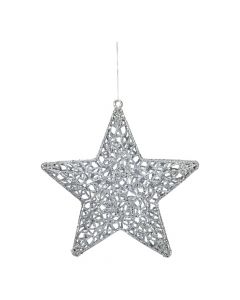 Estrella navideña escarchada plateada