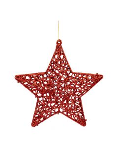 Estrella navideña roja escarchada