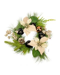 Corona adviento champagne y verde