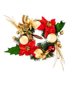 Corona adviento artificial verde+rojo