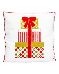 Cojín navideño bordado regalos